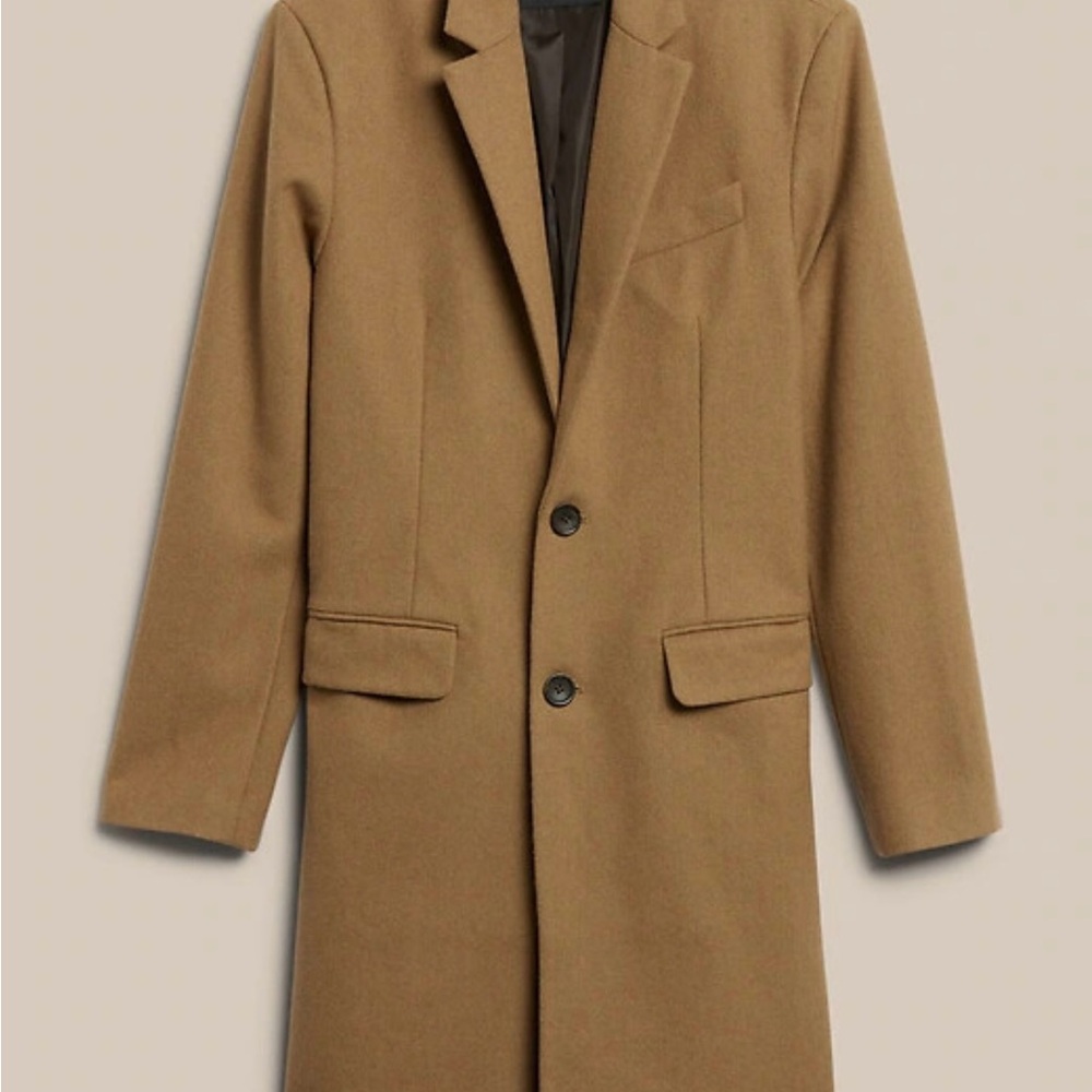 Banana Republic Mens Wool Blend Camel Top Trench Coat New